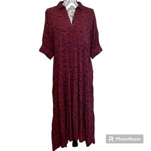 Natural Life Tiered Floral Collared Maxi Dress